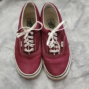 Vans Maroon Canvas Sneakers with White Accents